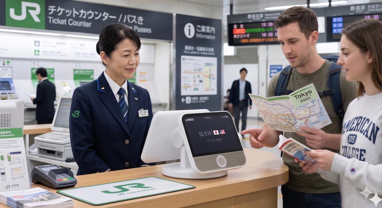 JR station counter with EazyLync device